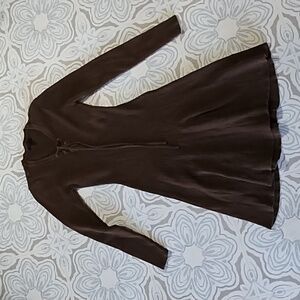 Womens Sweater dress Brown ribbed knit stretch FRAICHE by J sz S B79